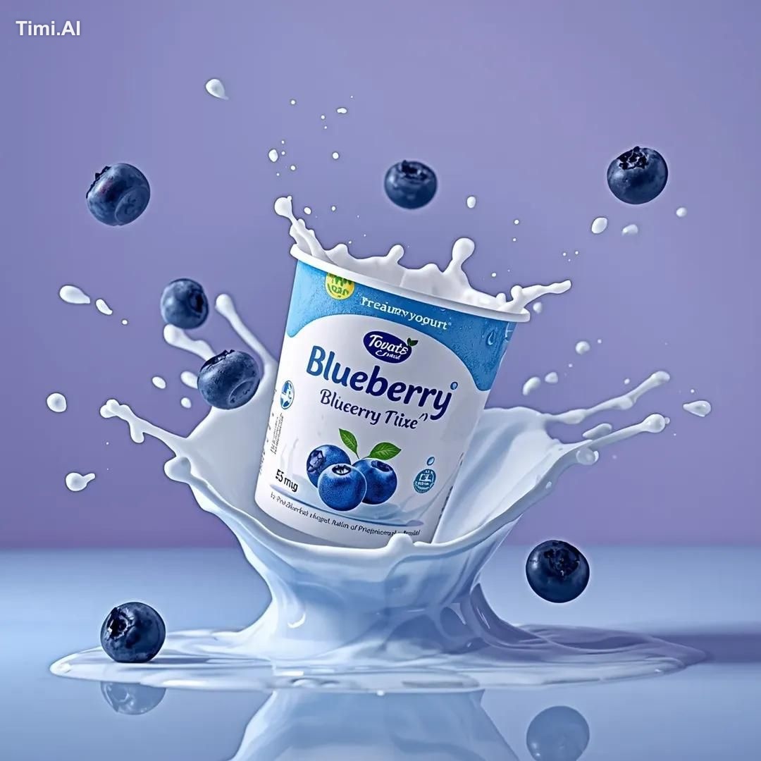 High-end commercial product photography of a (yogurt cup) labeled “(Cre… 3