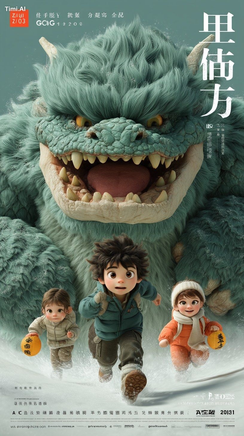The game poster of the Chinese animation "AI hunter" features an anthro…