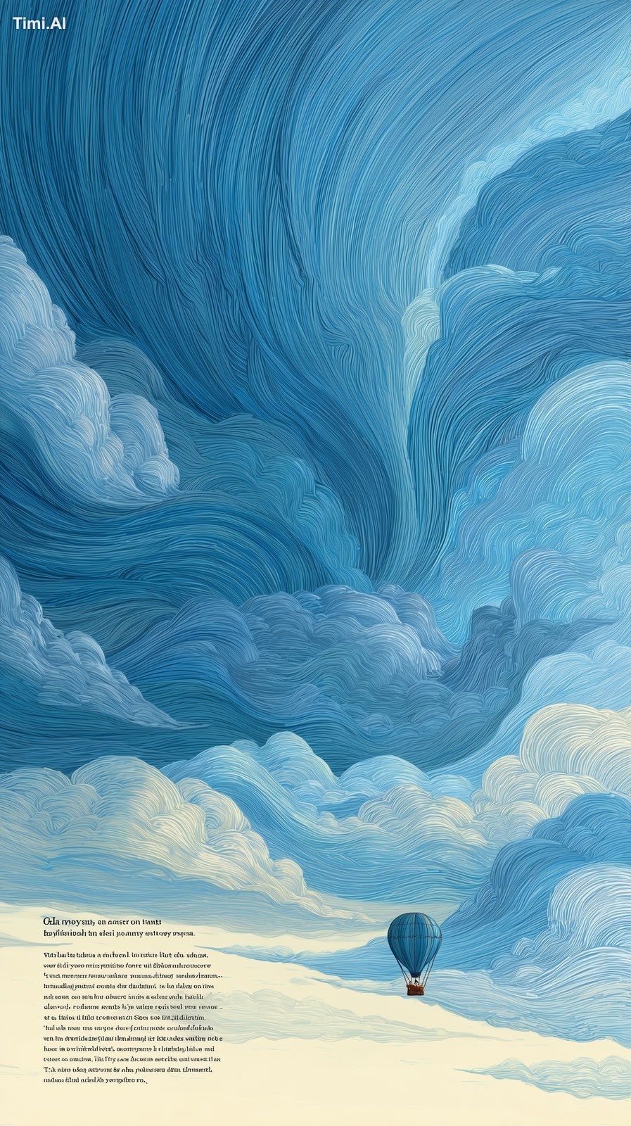 "A minimalist yet striking artwork featuring a vast sky with no writing…