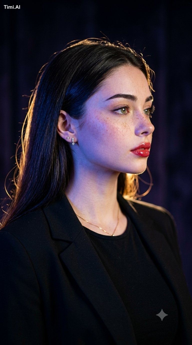 Ultra-realistic cinematic studio portrait, same face ID and natural fea…