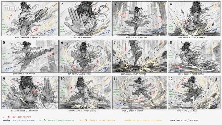 Create a 10–12 second cinematic kung fu action sequence using the uploa…
