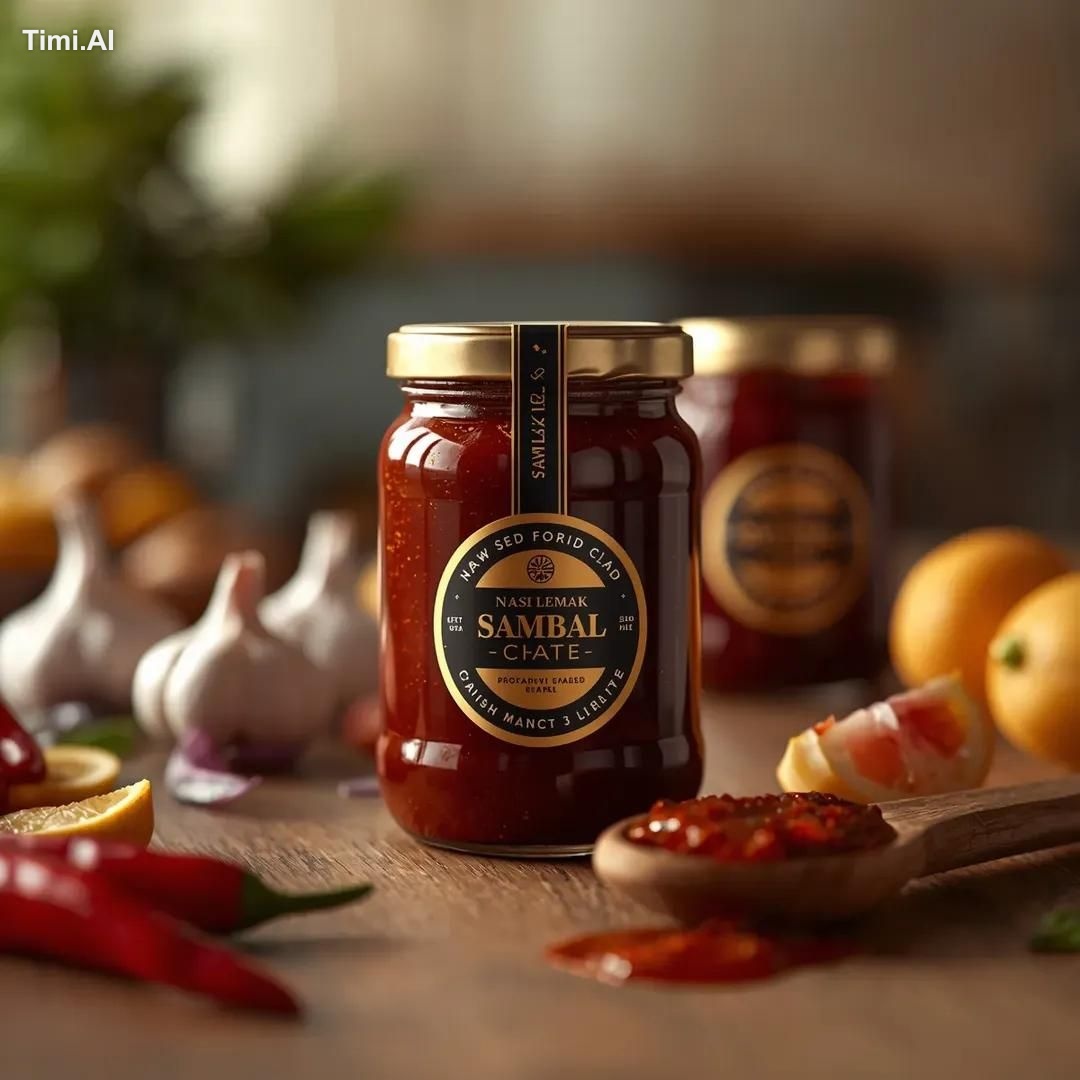 Ultra-realistic lifestyle food product photography of a sambal jar (Nas… 3