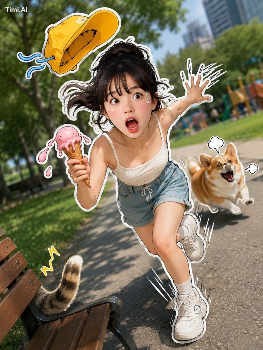 A vibrant and humorous 3D-style sticker design superimposed onto a real…
