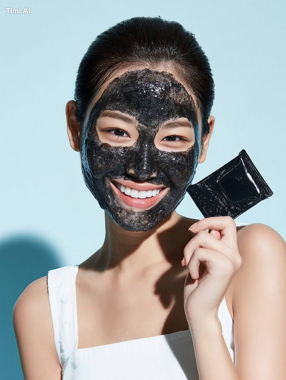 A skincare advertisement featuring a cheerful young Japanese female mod… 1