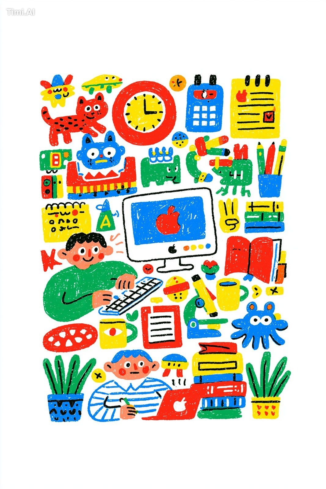 Flat vector illustration in a bold hand-drawn line-art style, drawn wit…