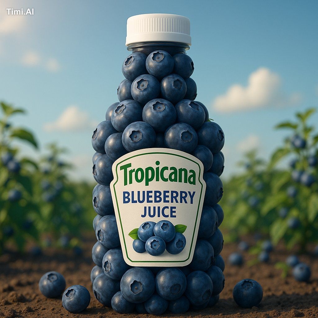 Tropicana blueberry juice AI product photography Created using ChatGPT …