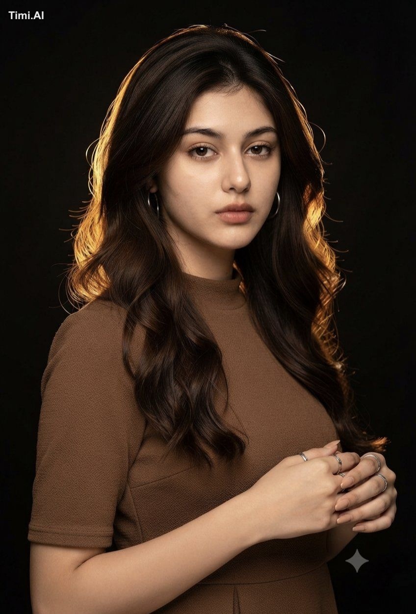 A professional, cinematic portrait of a young woman with long, volumino… 2