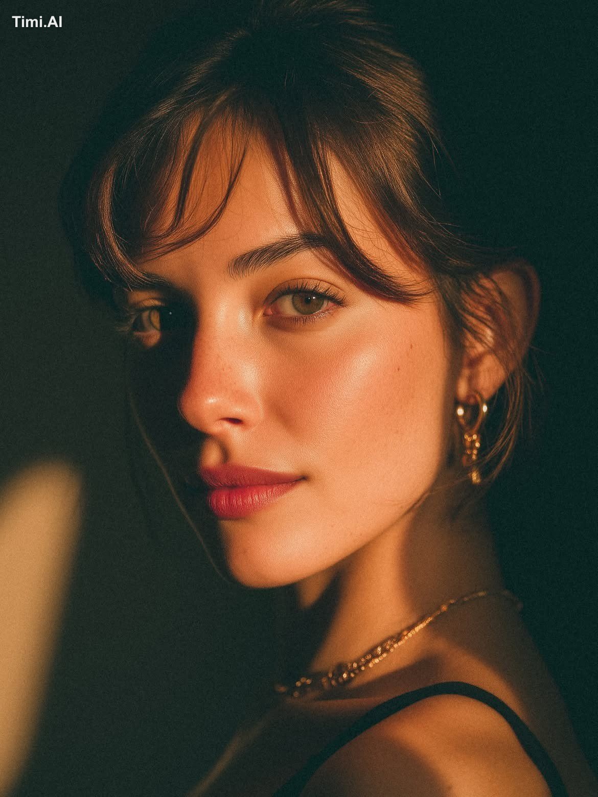 An ultra-realistic cinematic close-up portrait of a beautiful young wom…