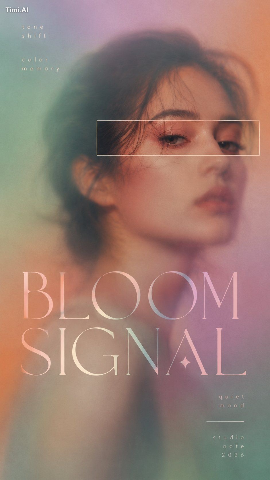 Create a 9:16 high-end color reveal editorial poster with a blurred fas… 2