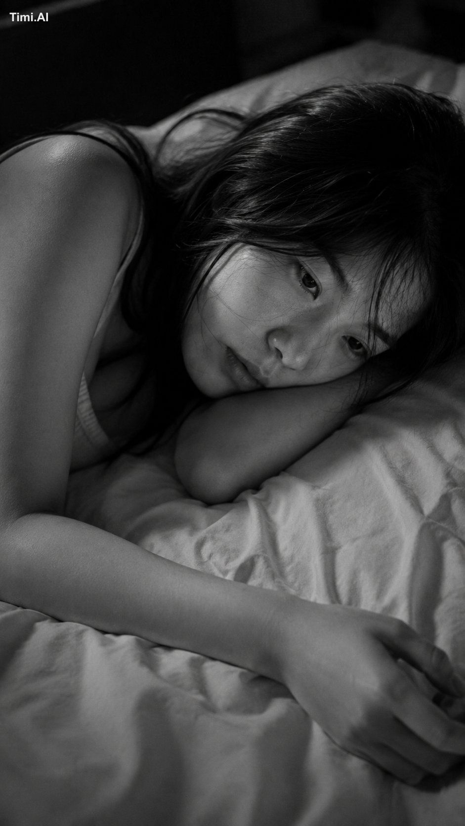 Close-up portrait, 85mm f/1.2, a young East Asian woman in her early 20… 1