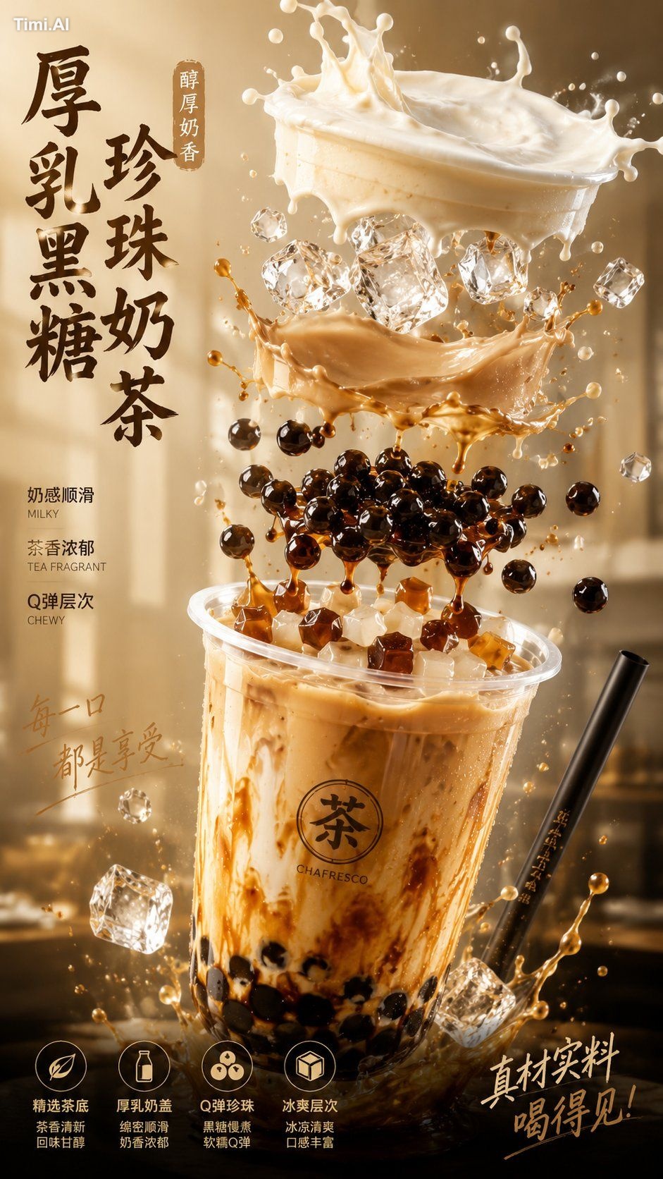 【菜品信息】 菜品名称：{填写菜品名称，例如：爆汁芝士双层牛肉汉堡 / 浓汤叉烧拉面 / 厚乳黑糖珍珠奶茶 / 鲜切三文鱼寿司卷} 菜品类型：… 2