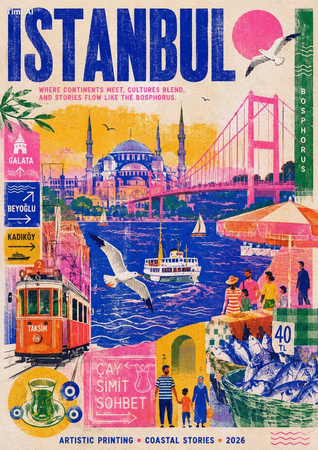 Create a stylish modern travel poster inspired by risography about DUBA… 1