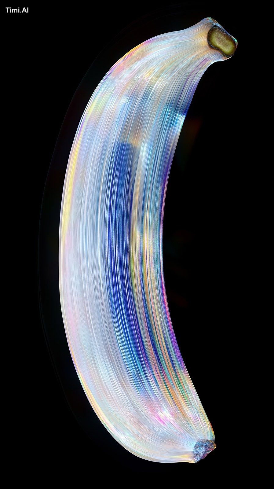 Views, abstract holographic banana, shining white light with multicolor…