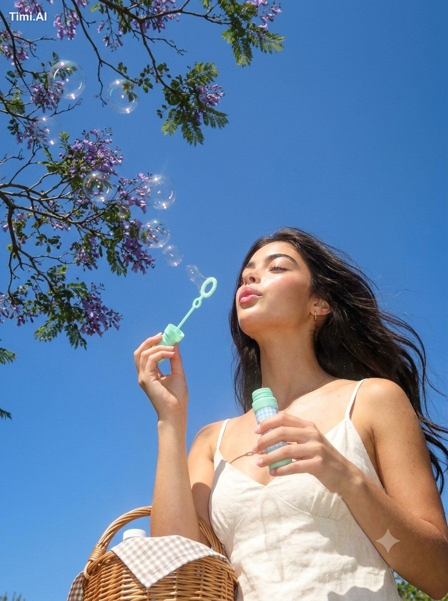 A dreamy, ultra-photorealistic springtime lifestyle portrait captured f… 1