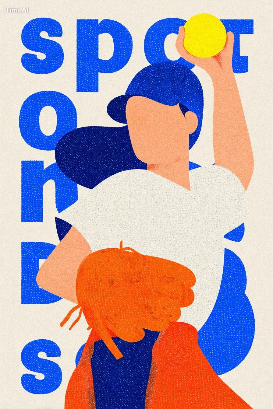 A poster for the sports day of softball, featuring an illustration of a…