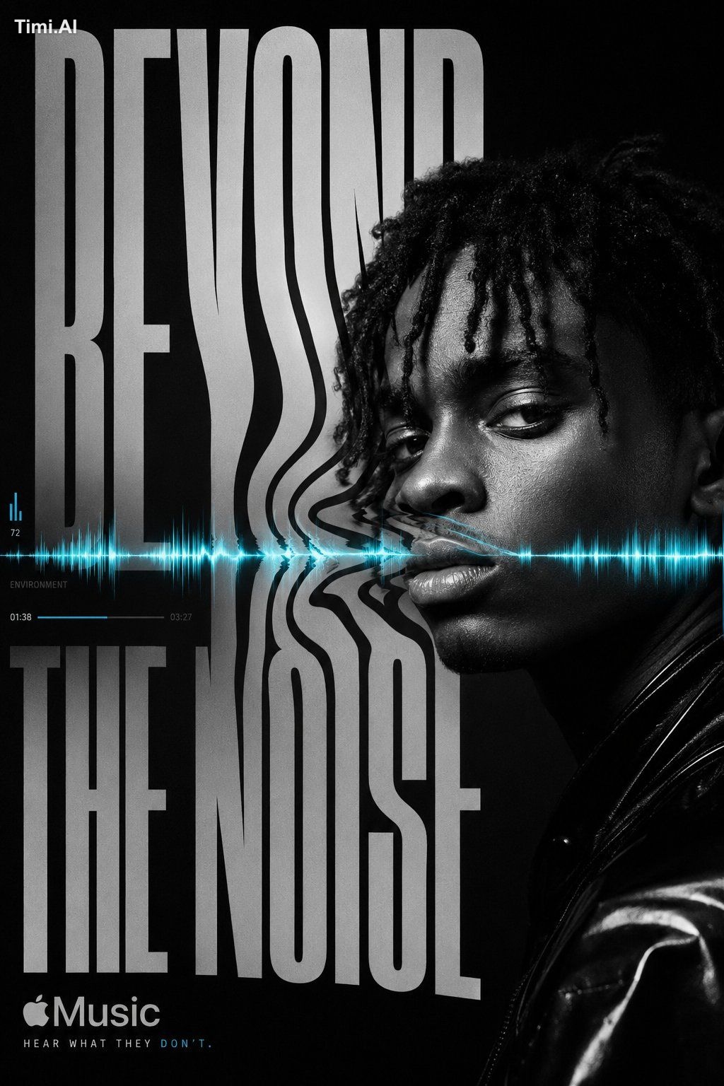 Create a hyper-realistic luxury music campaign poster for Apple Music t…