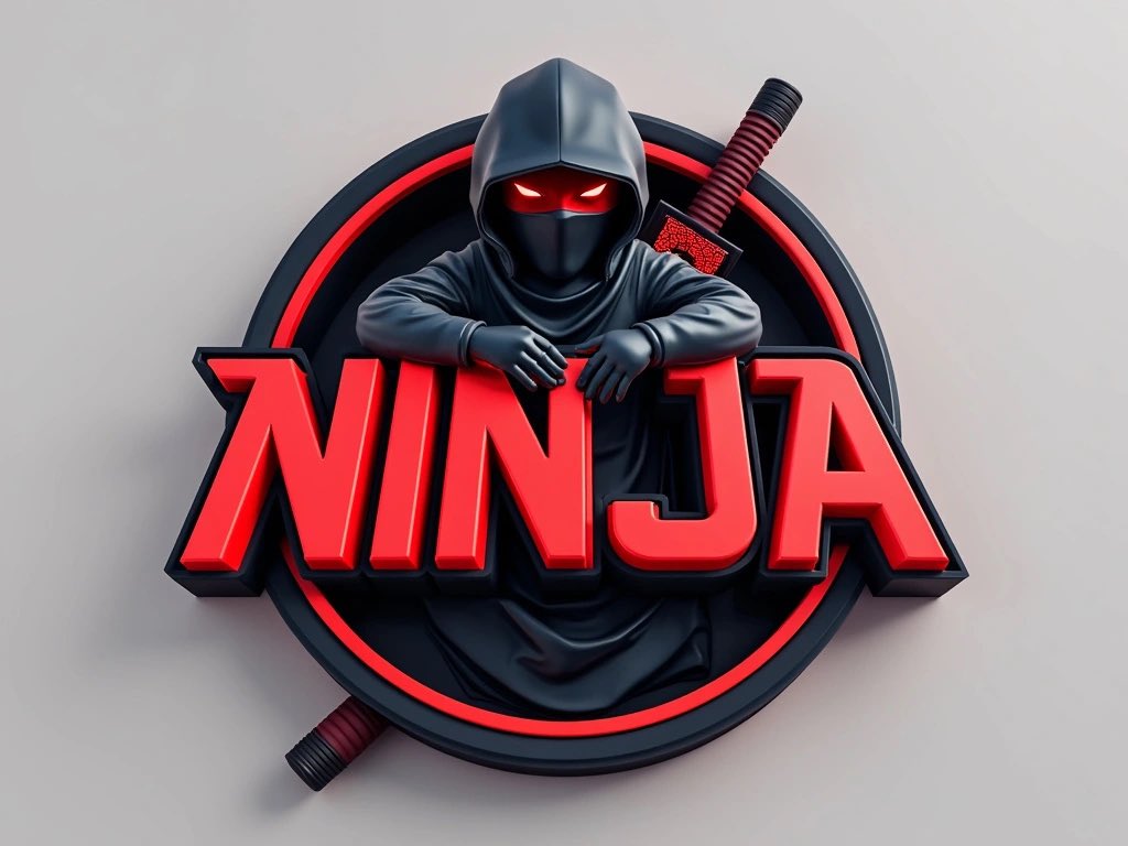 A 3D gaming typography logo featuring the title "LOGO TEXT" with a circ… 1