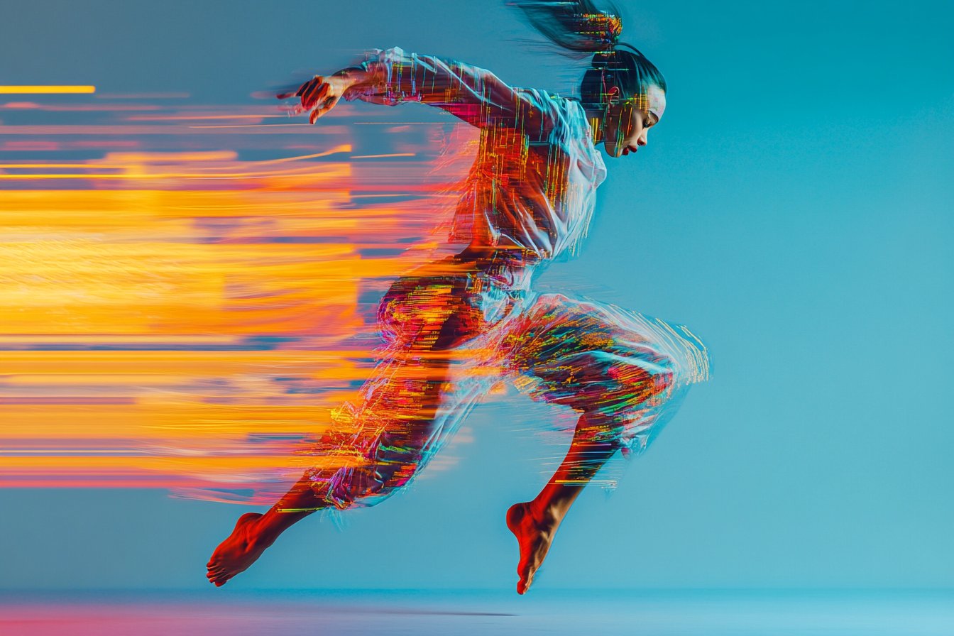 [SUBJECT] captured in a Glitch Flux Portrait, where intentional data co… 1