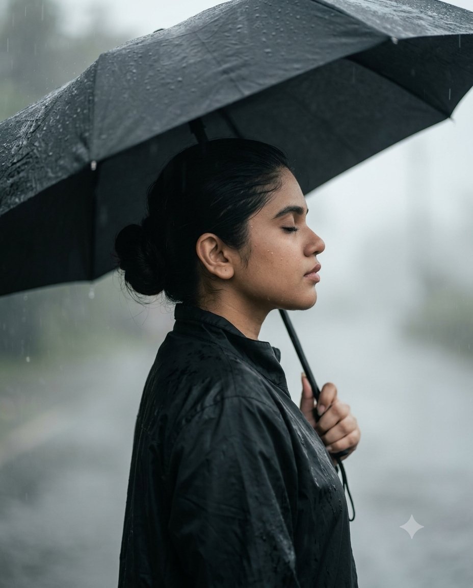 Finding peace within the quiet monsoon rain. ☔ **Gemini Prompt** Ultra-…