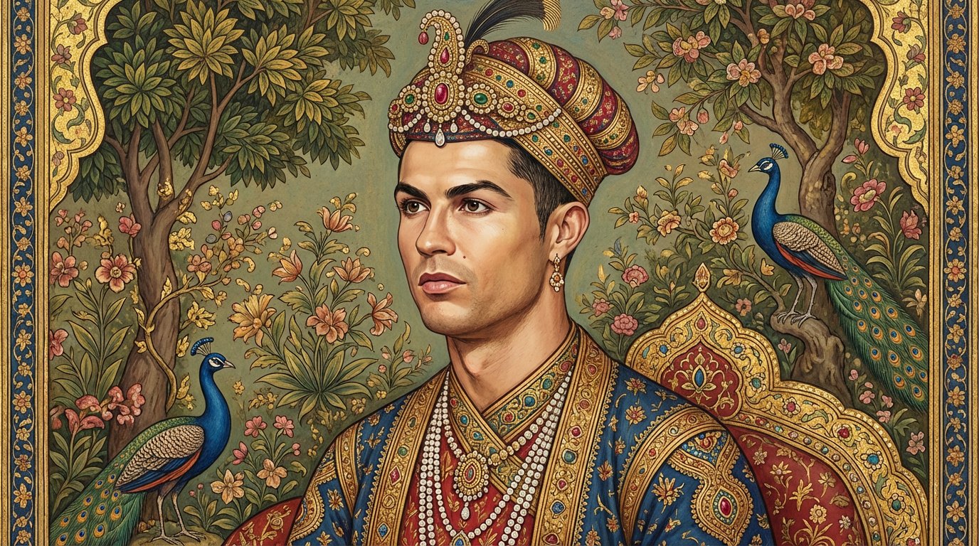 Mughal miniature portrait of the person in the reference image, intrica… 3