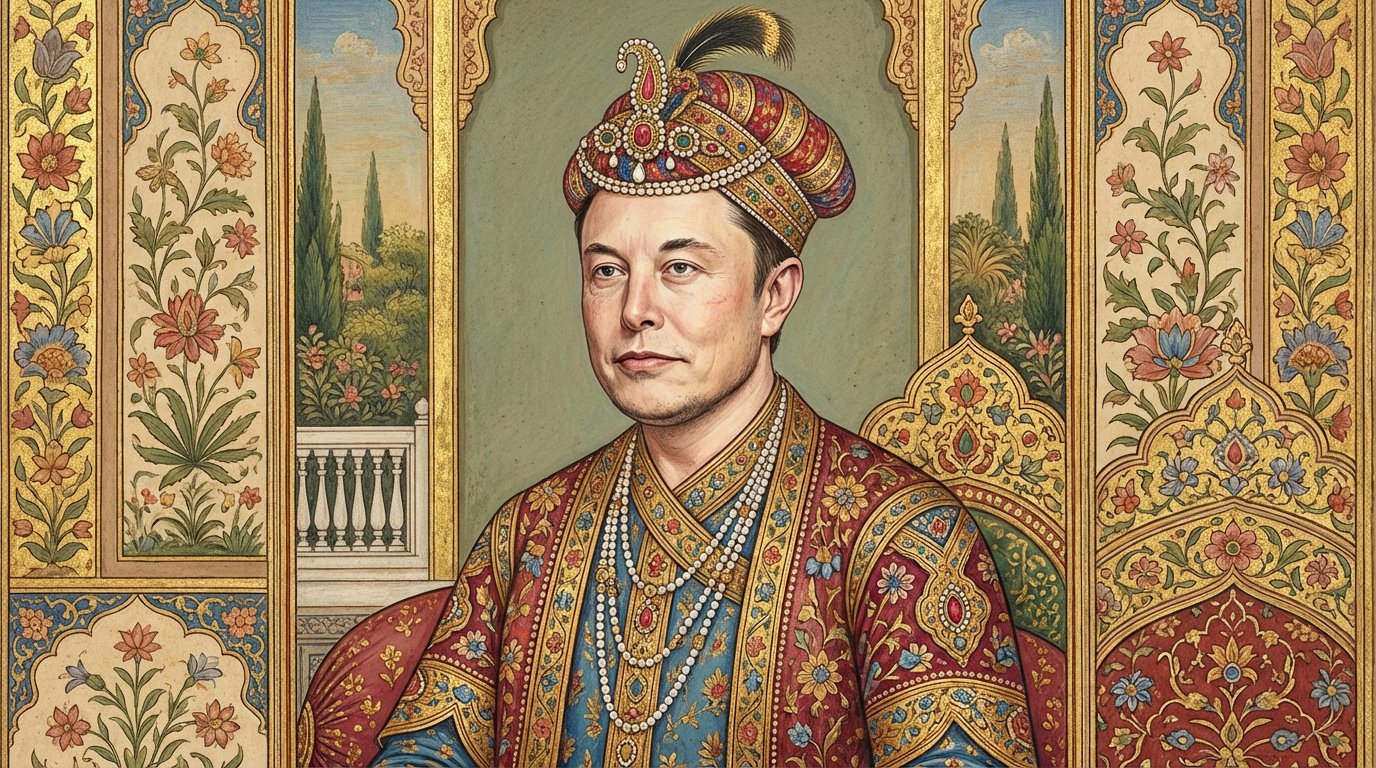 Mughal miniature portrait of the person in the reference image, intrica…