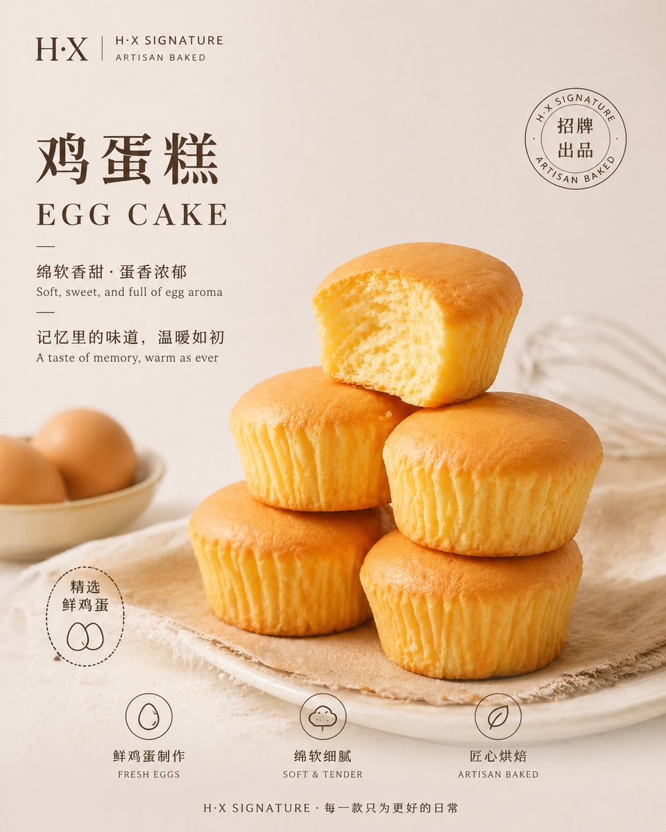 基础信息 品牌名称：[如：H·X / 麦香坊 / BAKE LAB] 品牌标签：[如：H·X SIGNATURE / 招牌出品 / ARTIS…