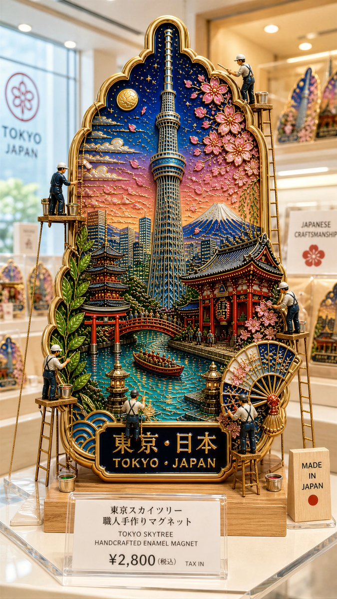 Ultra-premium cloisonné enamel collectible fridge magnet displayed insi…