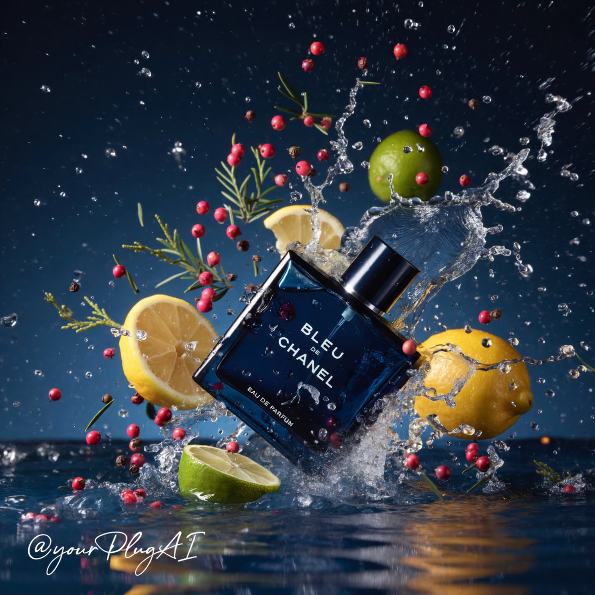 Create a hyper-realistic cinematic luxury perfume product photograph fe…