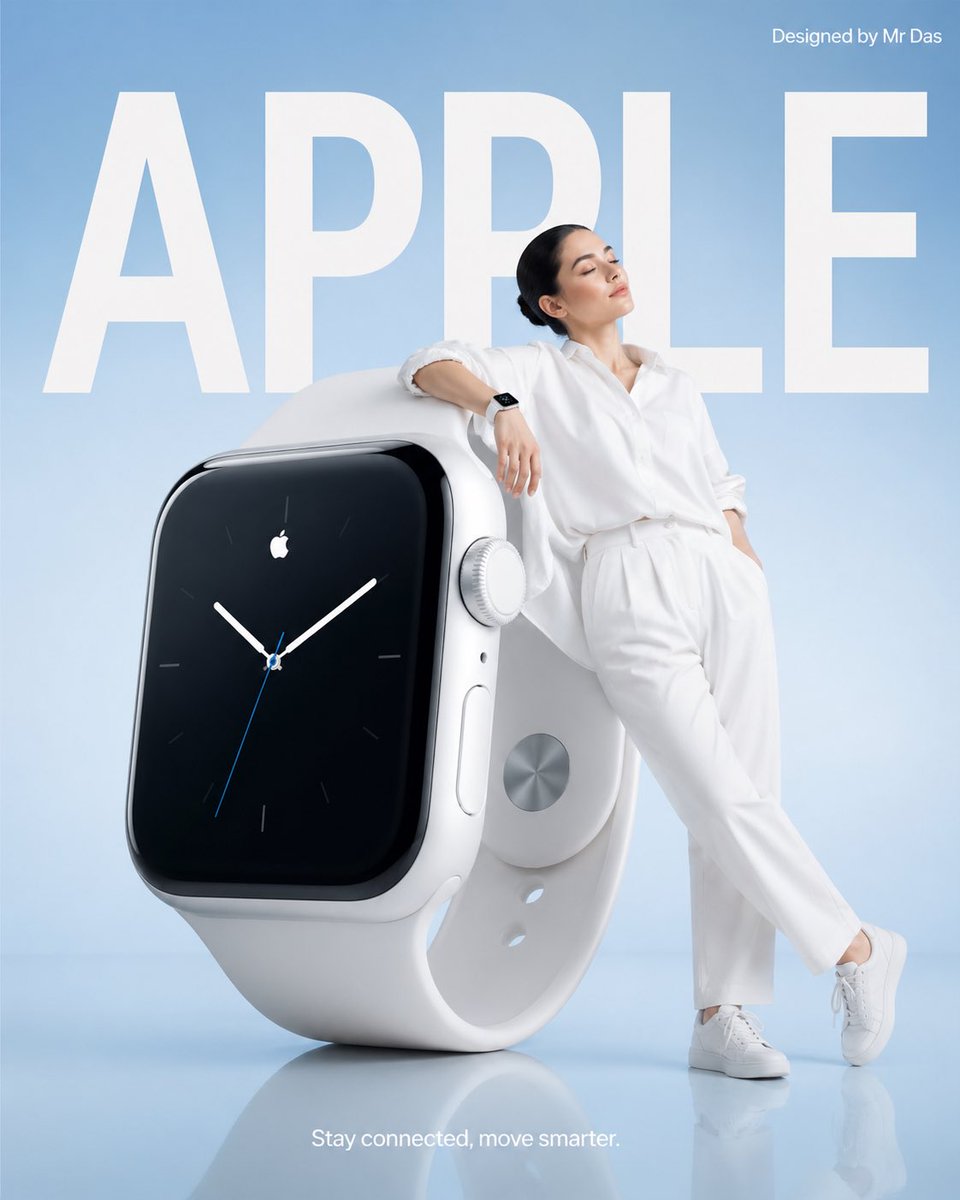 Minimalist commercial ad featuring oversized white smartwatch, ultra-cl…