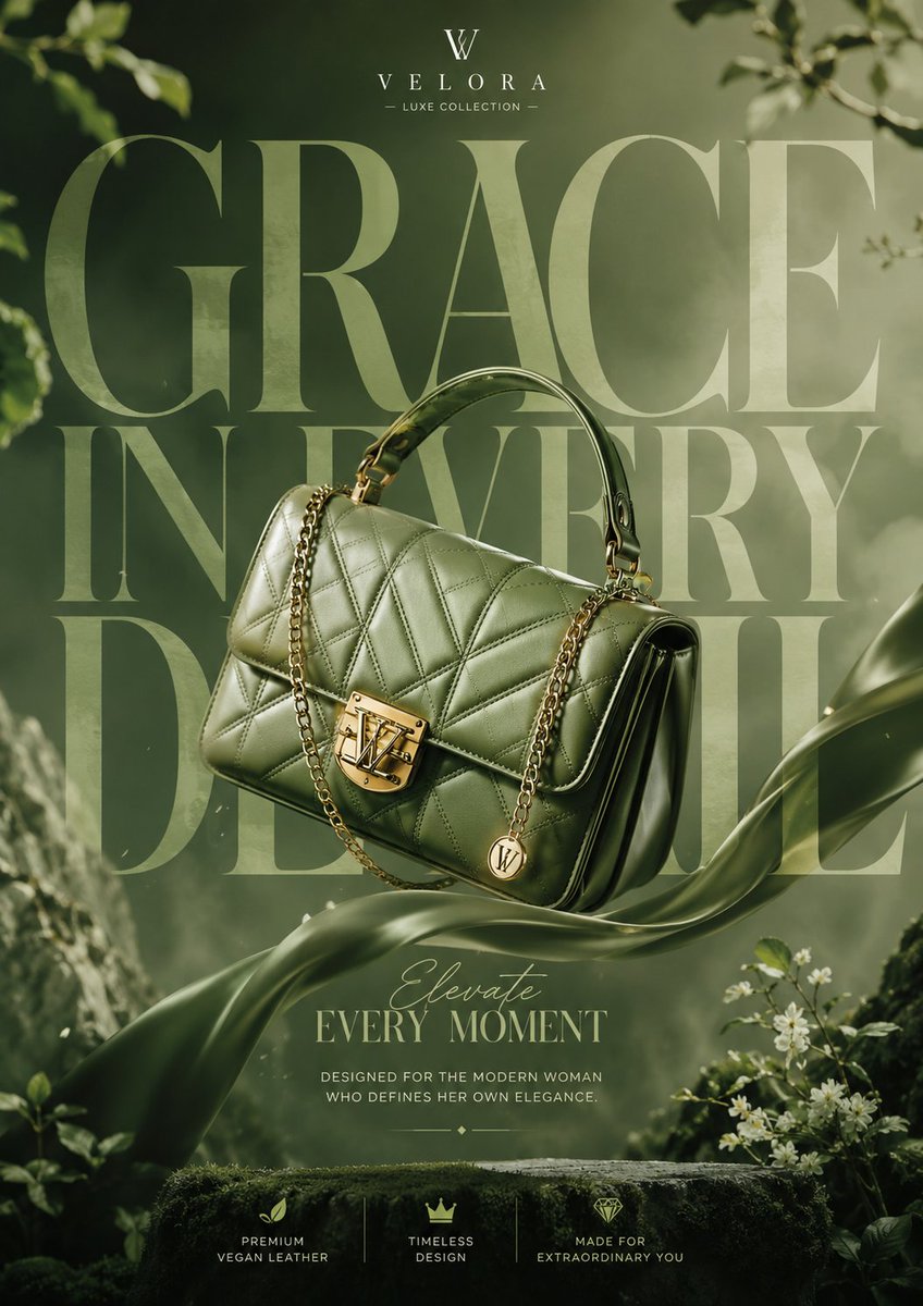 Generate a breathtaking luxury product advertisment of hand bag for gir…