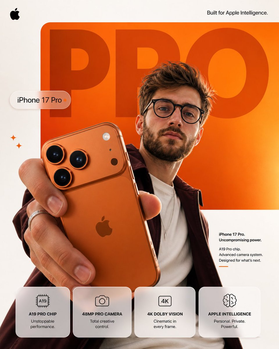 Create a premium Apple-style smartphone advertisement poster in 4:5 ver…
