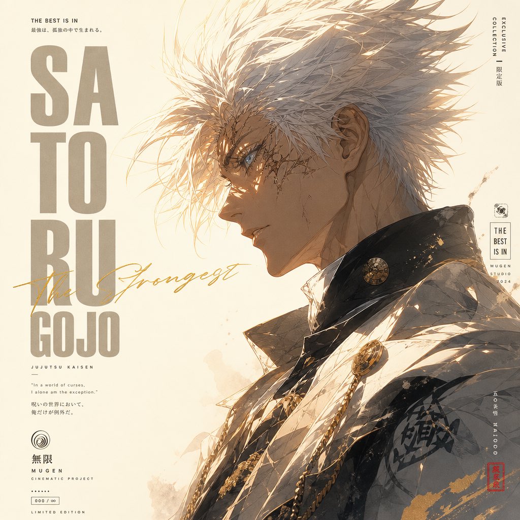 A minimalist high-fashion anime poster in vertical 9:16 format, featuri…