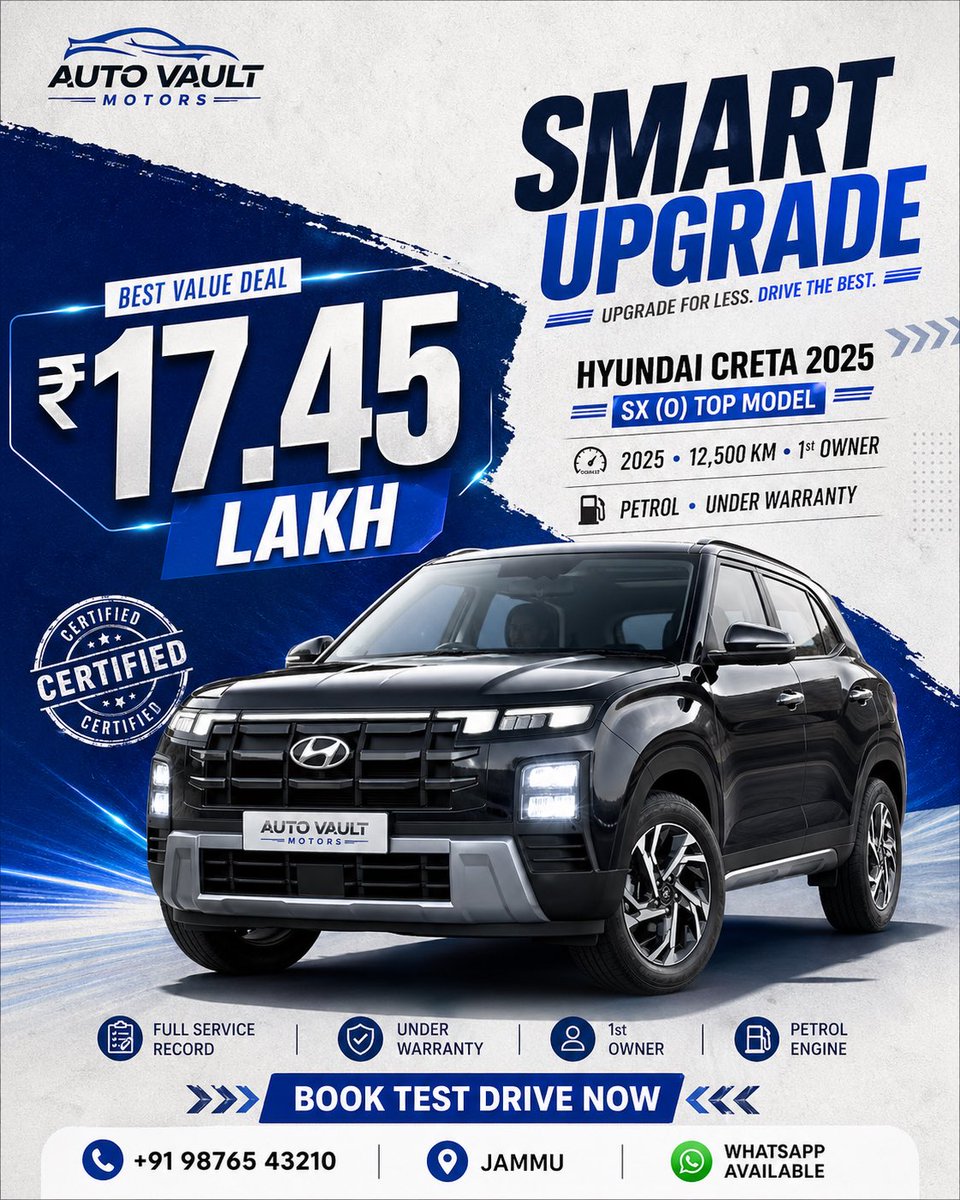 [BRAND NAME = AUTO VAULT MOTORS] [CAR MODEL = HYUNDAI CRETA 2025 • SX (…