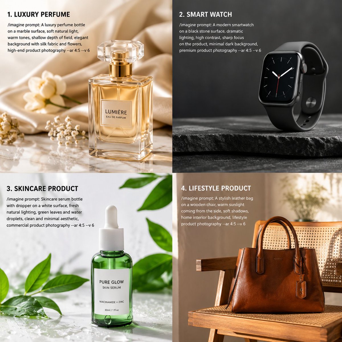 generate High-quality Midjourney prompts for product photography. Every…