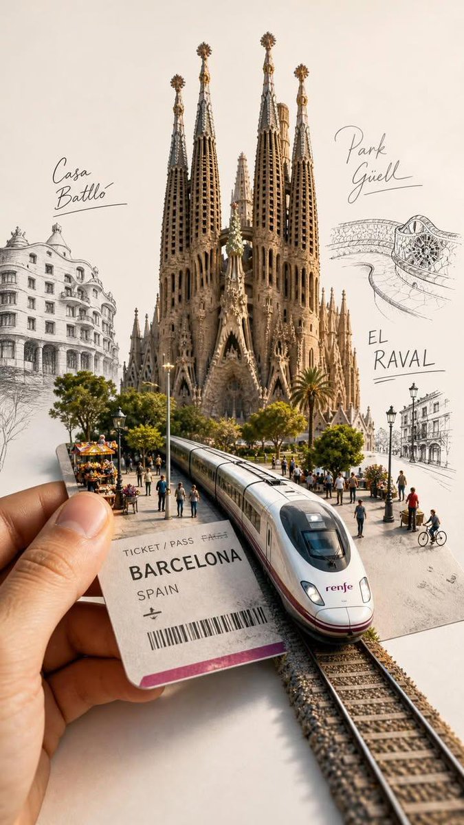 Forced perspective photography, human hand holding vintage travel ticke…