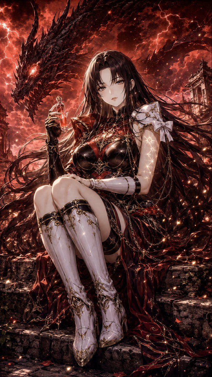 Dark fantasy anime key visual illustration. High-end RPG game promotion…