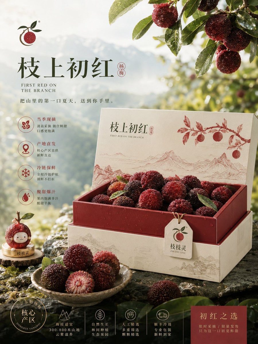 请根据以下设定，创作一套高完成度、具有统一视觉系统的「原创鲜果电商品牌商品化提案 / 4-Board Fresh Fruit Brand Co…