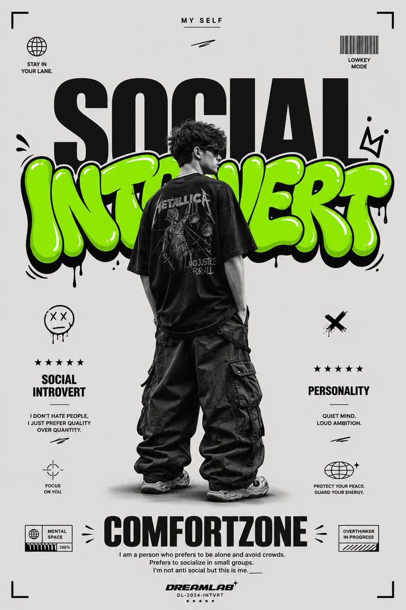 Ultra clean streetwear graphic poster on a minimalist light gray backgr…