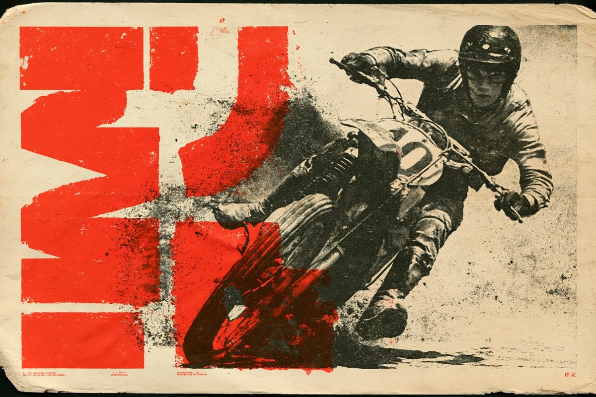 A vintage lithograph poster of a [Subject], printed with textured [Colo…