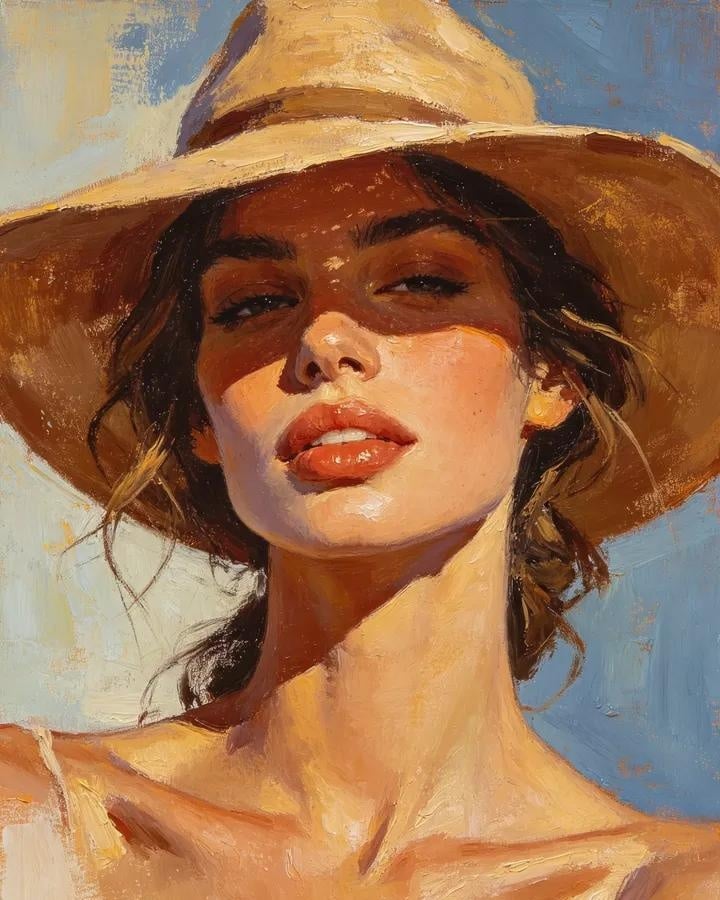 Masterpiece oil painting portrait of a beautiful young woman wearing a …