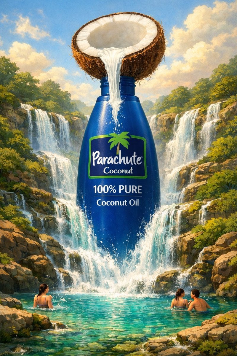 Surreal premium commercial illustration for [BRAND NAME] [OIL TYPE], fe…