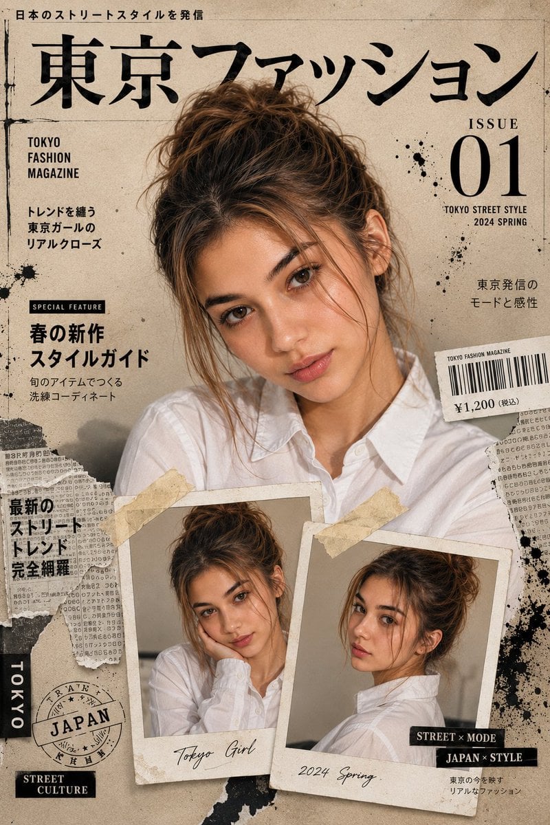 Create 8K Ultra-cinematic premium Japanese fashion cover using ref imag…