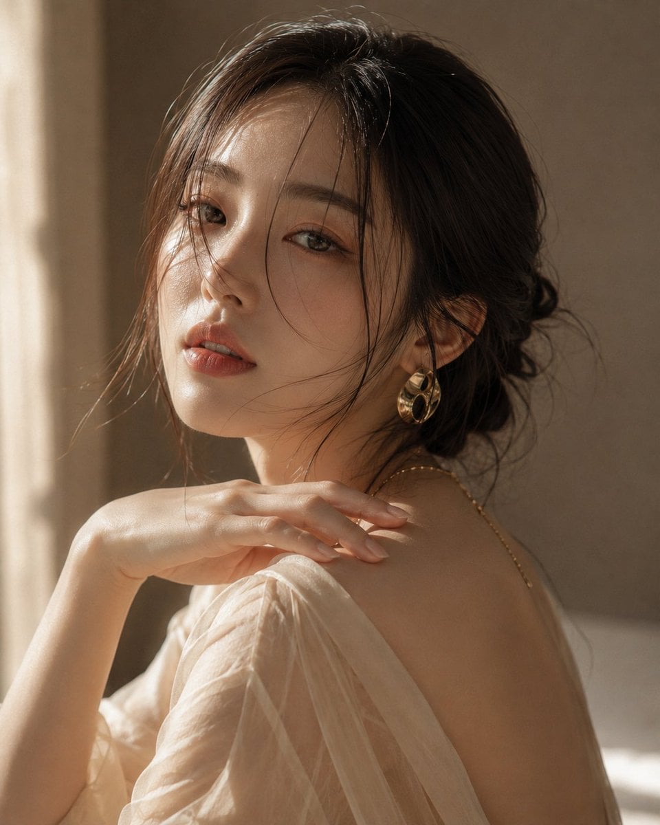Ultra-realistic beauty portrait of a beautiful young Korean woman, soft…