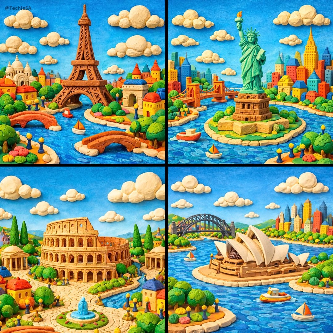 Generate a whimsical miniature world featuring [LANDMARK NAME] crafted …