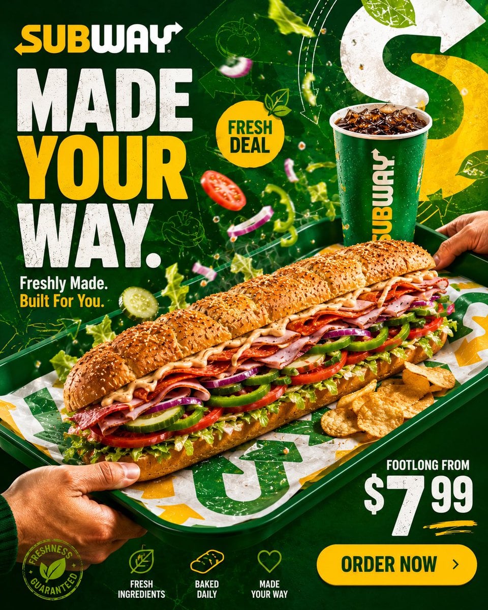 SUBWAY "EAT FRESH." FORMAT Ultra-Premium Fast Food Social Media Adverti…