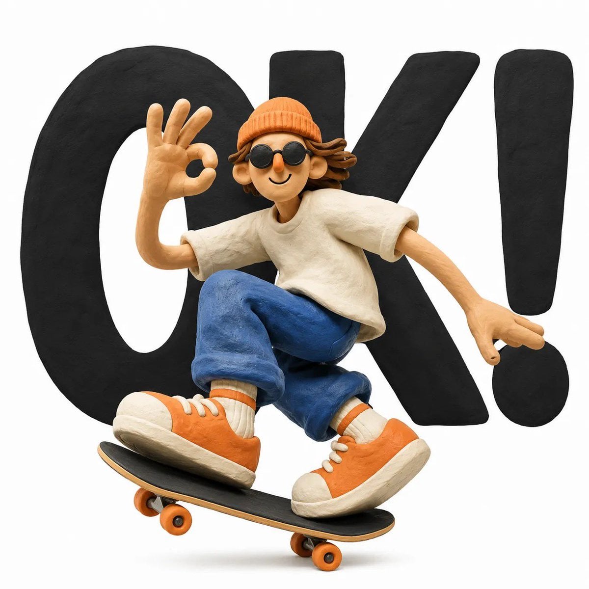 A cute handcrafted clay character in a whimsical 3D stop-motion style, …