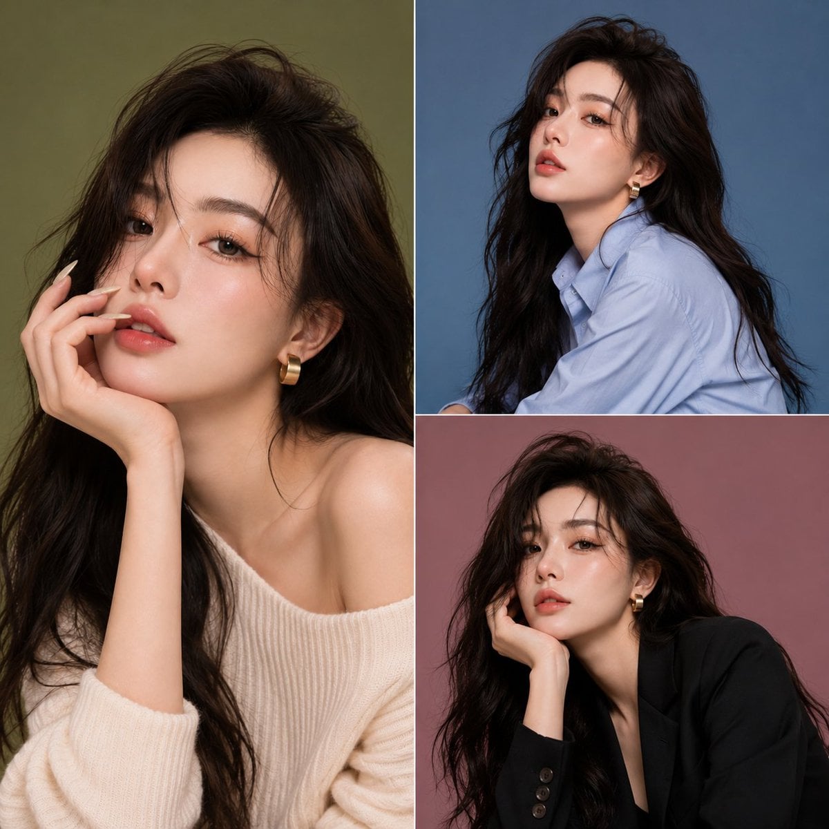 Ultra-detailed beauty portrait of a young Korean woman with flawless po…
