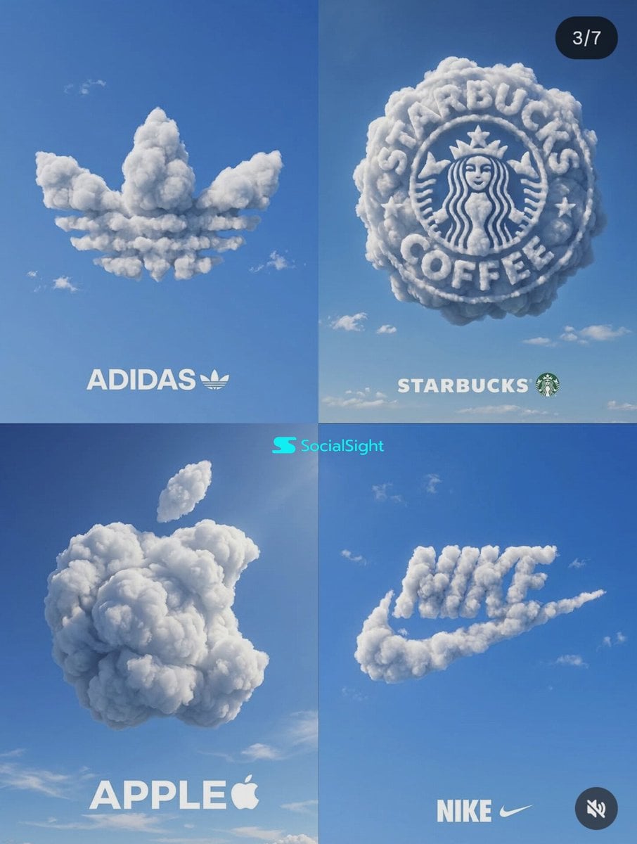 Create a premium 2x2 grid poster featuring four iconic brand logos scul…
