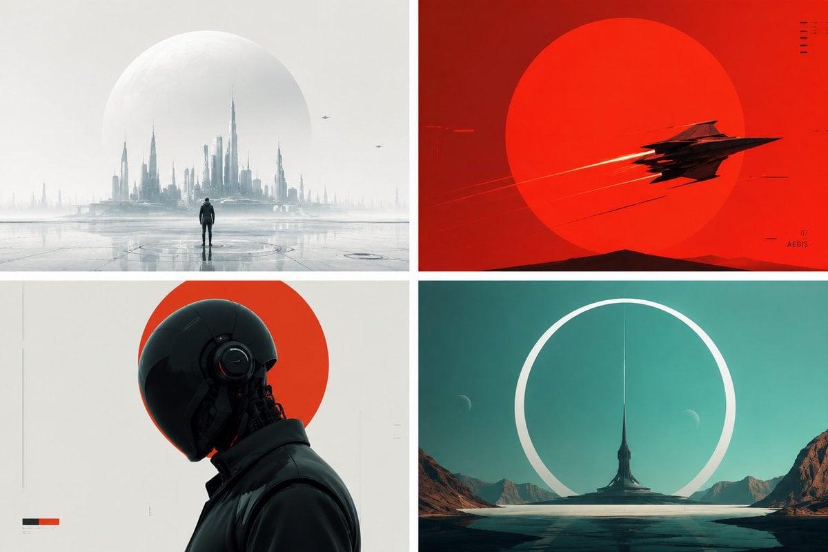 This prompt generates highly stylized, minimalist representations of fu…