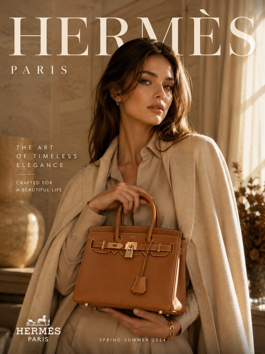 Create an ultra-premium luxury fashion campaign poster inspired by elit…